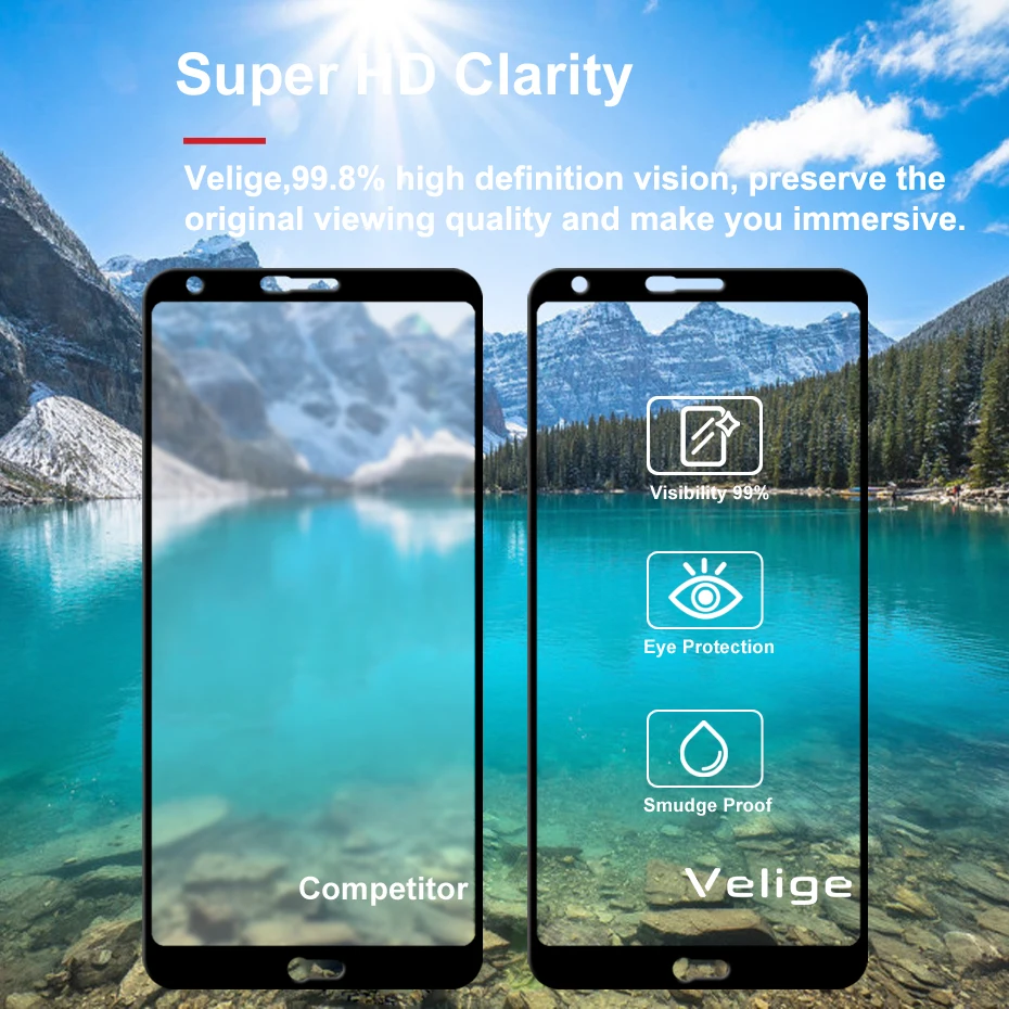 2 Pack Velige Tempered Glass Screen Protector For LG G6 G 6 LGG6 Full Cover Easy Installation Real 2.5D 9H Glass Flim (6)