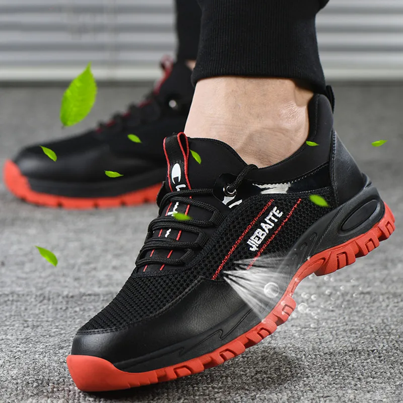 Cena Męskie skórzane wodoodporne buty robocze bhp stalowe noski na palce u stóp anty przebicie przemysłowe buty oddychające odporne na przebicie buty ochronne