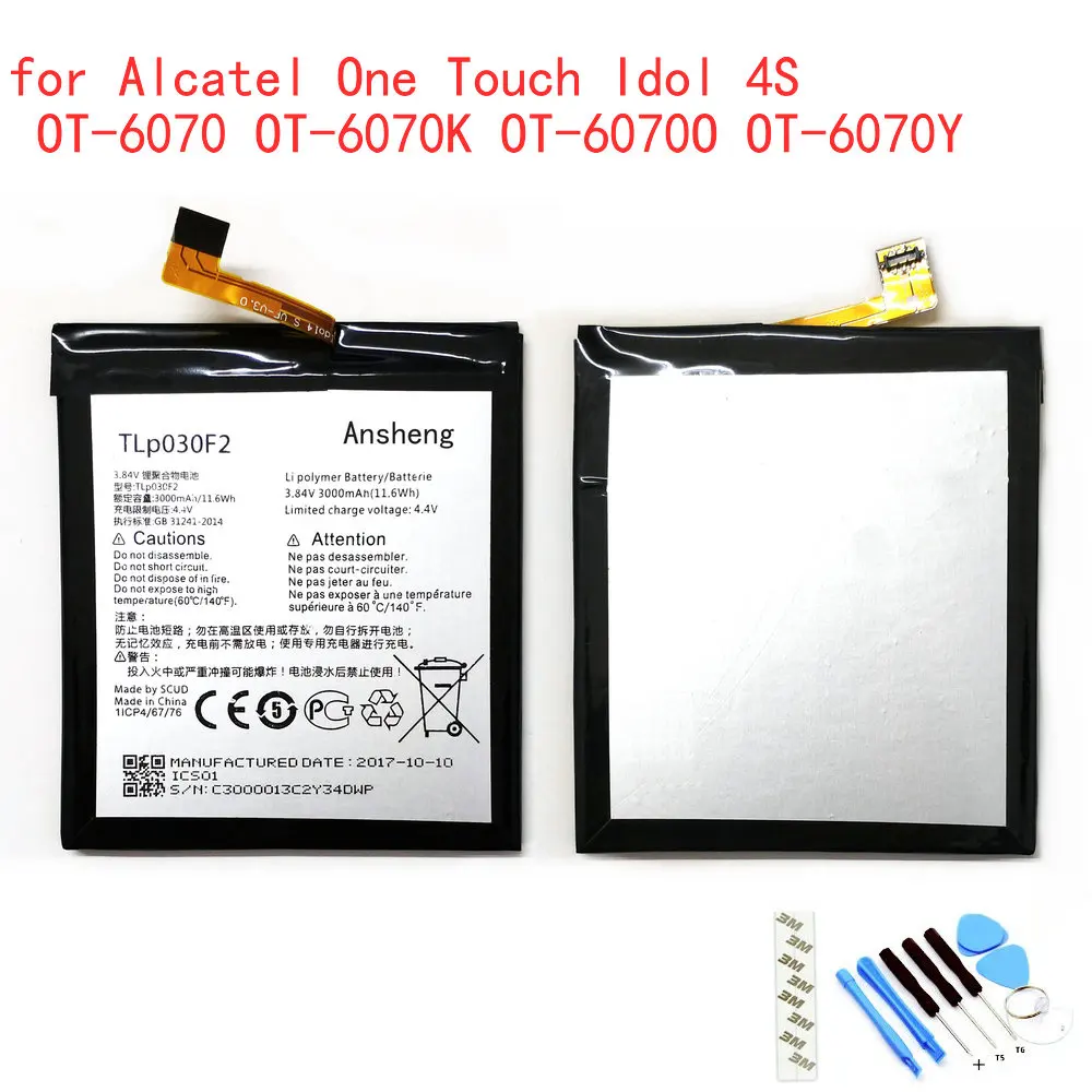 Новинка 100% оригинальный аккумулятор TLp030F1 TLP030F2 3000 мач для Alcatel One Touch Idol 4S OT-6070 OT-6070K