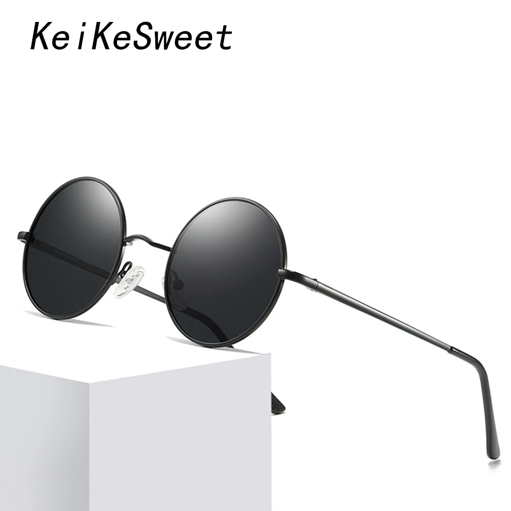 

KeiKeSweet 2019 Polarized Fashion Round Vintage Sunglasses Women Men Party Outdoor Trendy Rays UV400 Sun Glasses Top Luxury
