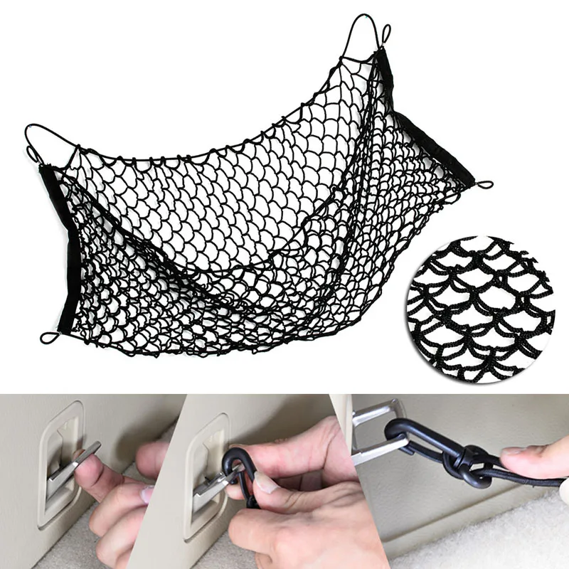 Trunk Car Rear Cargo Organizer Storage Elastic Carrier Mesh Net Nylon 90x40cm Car Interior Storage Bags Stowing Tidying