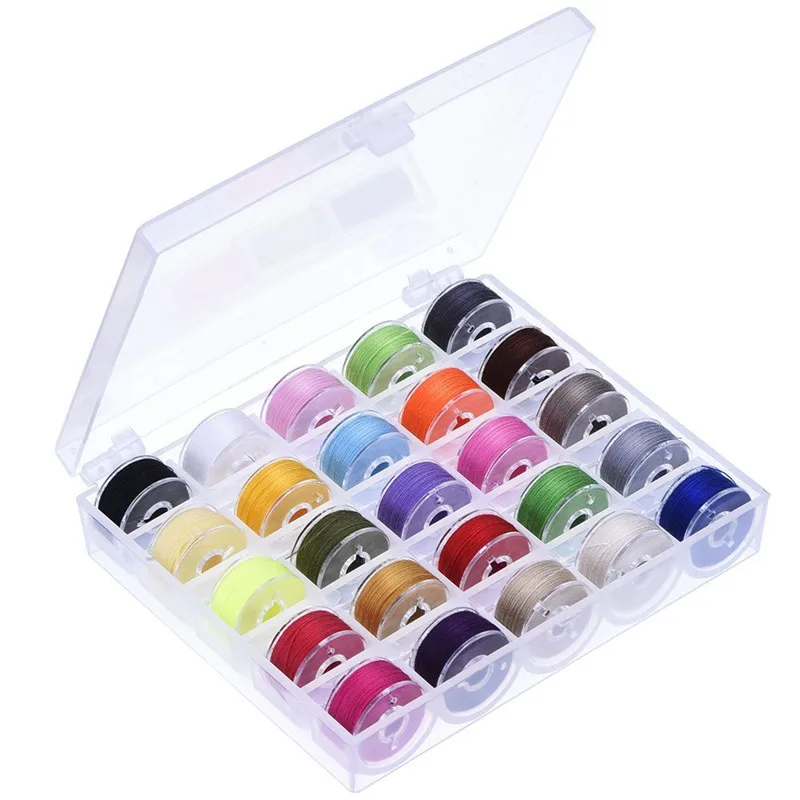 

25pcs Coloful Random Color Sewing Thread Clear Plastic Machine Bobbins AA7358