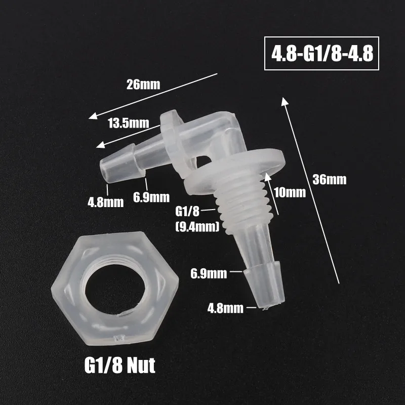 5 шт./лот M6 M8 G/18~ G1/2 резьба до 2-12 мм PP пагода локоть соединители Шестигранная гайка аквариум воздушный насос фитинги шлангов - Цвет: 4.8-G1I8-4.8