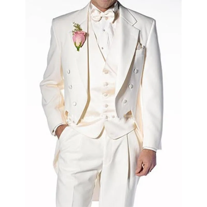 2020 Ivory Italian Stylish Mens Tailcoat Wedding Suits Groomsmen Suits Slim Fit Groom Tuxedos Men Suit Set Jacket Pants Vest Suits Aliexpress