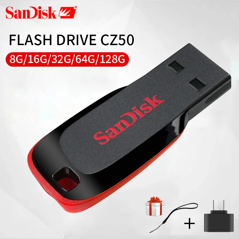 SanDisk USB флешка лезвие Форма U диска 4ГБ 8ГБ 16ГБ 32ГБ 64ГБ 128 ГБ флэшки USB 2,0 Memory Stick SDCZ50 для планшета и телефона