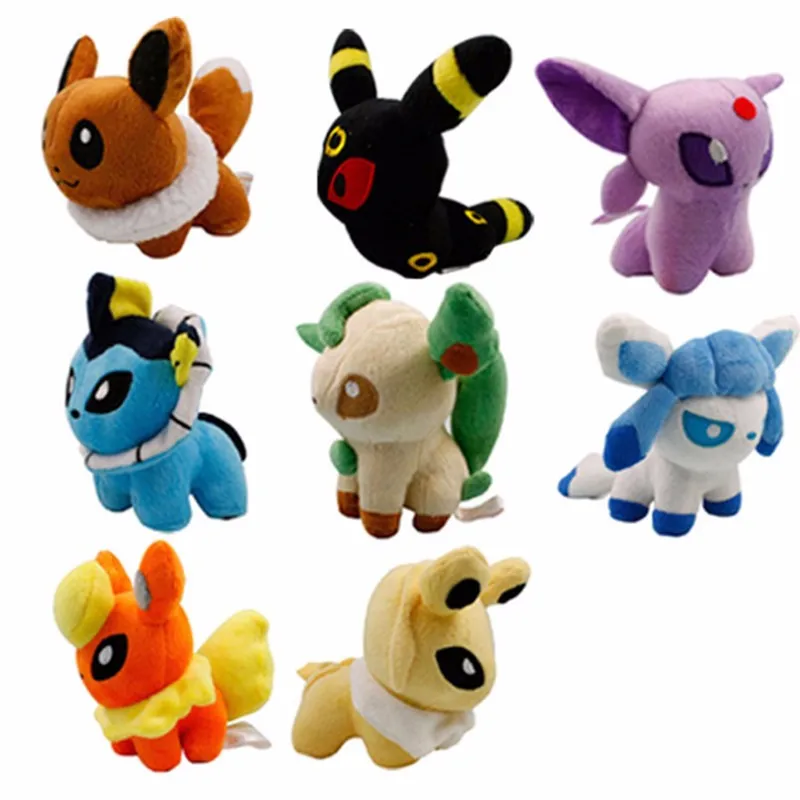 

5" 13cm 8pcs Q Style Anime Pikachued Eevee Jolteon Plush Toys Lovely Stuffed Doll Hot Anime Figure Doll Toys For Children