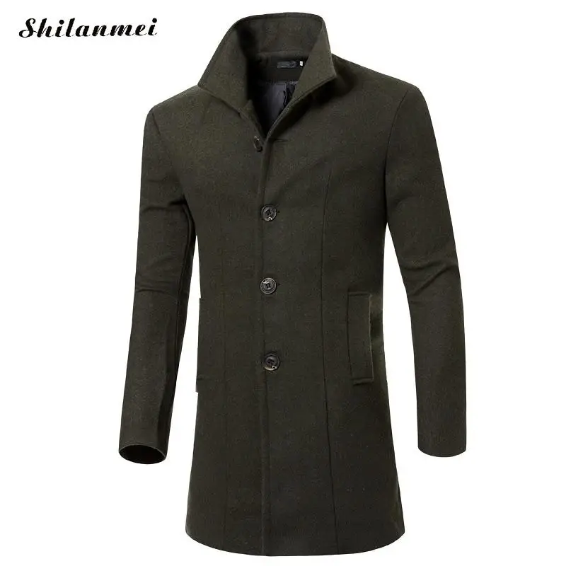 Hiver Vestes Pardessus Long Plus Survêtement army burgundy navy Taille Blue Hommes M 3xl Black Manteau La Fit Moyen gray Casual Affaires Chaud Green Laine Mode Slim ZPXiku
