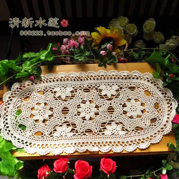 

Fresh water lotus hand crochet hook flower American style country garden lace hollowed cabinet decorated cloth \tablecloth flag