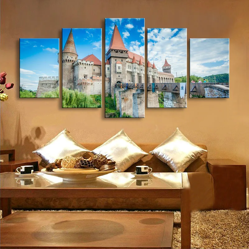5 pieces high-definition print tower landscape canvas oil painting poster and wall art living room picture TA5-003 (3)