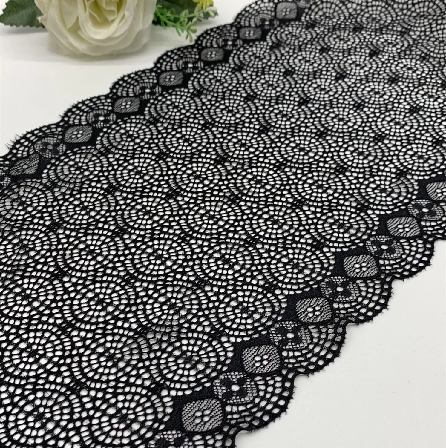 

3y/lot Width 22cm Black Embroidery Lace trim Skirt Hem Underwear Sewing Craft DIY Apparel Fabrics Lace For Clothing