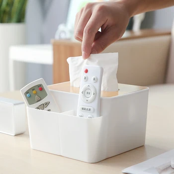 

European Bamboo Paper Towel Storage Box Organizer Coffee Table Remote Control Sundries Simple Multi-Function Storage Paper Towel
