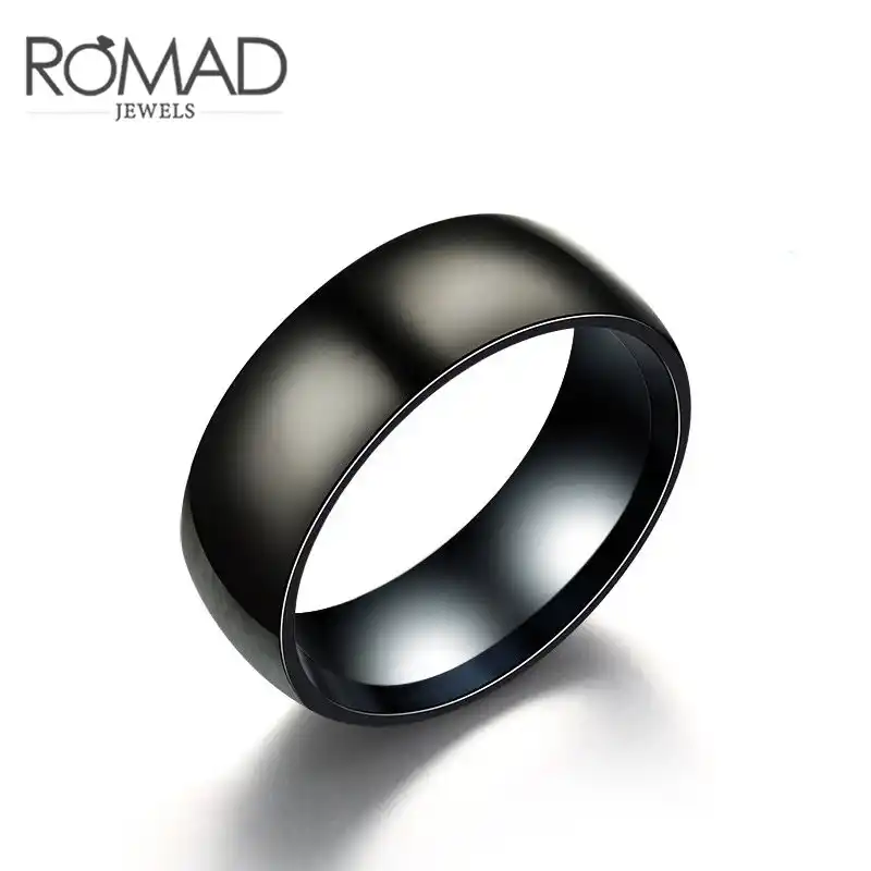 9mm Black Titanium Benchmark Men S Wedding Ring With Stair Step