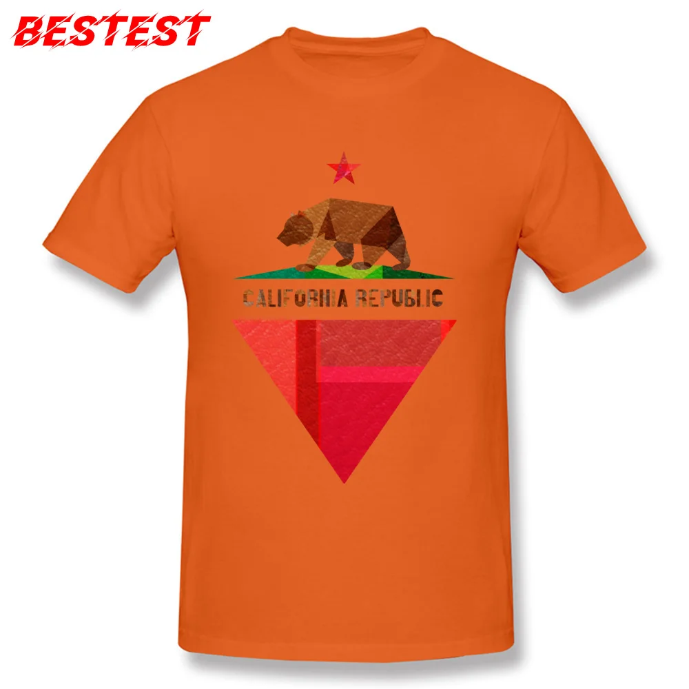 California Funny Tees Short Sleeve for Men Cotton NEW YEAR DAY O Neck Top T-shirts Custom Tee-Shirt Hip Hop Top Quality California orange