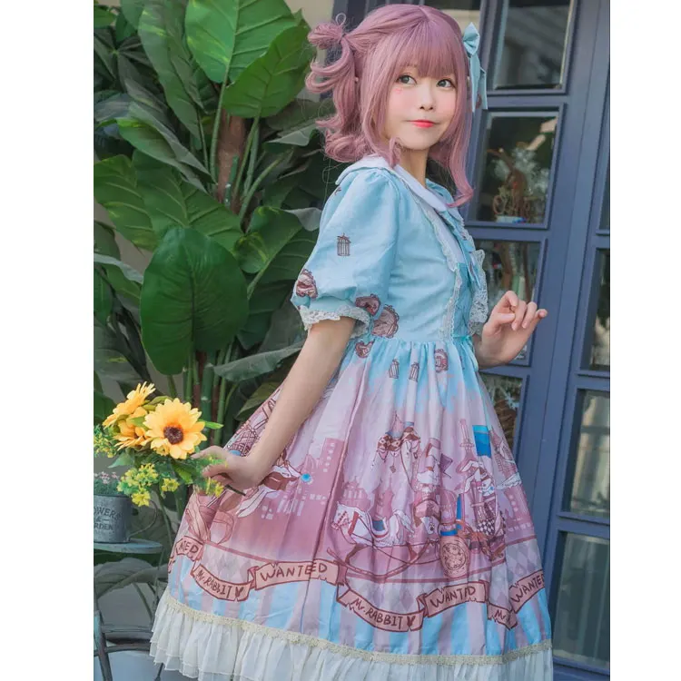 

Mr. Pirate Rabbit Sweet Lolita Short Sleeve Dress Peter Pan Collar Party Dress