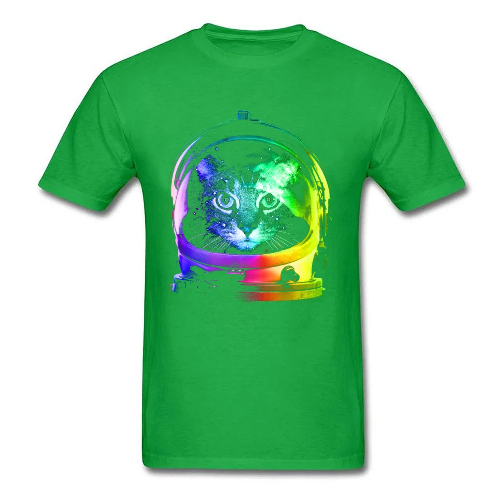3D Printed Astronaut Cat Tops Tees for Men Funny Summer Round Neck Cotton Short Sleeve T Shirt Crazy Sweatshirts Astronaut Cat green
