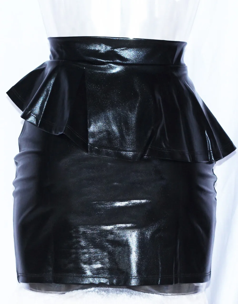 Искусственная кожа Асимметричная баска Мини Повседневная юбка женская виниловая кожа модная искусственная черная юбка виниловые юбки w377986