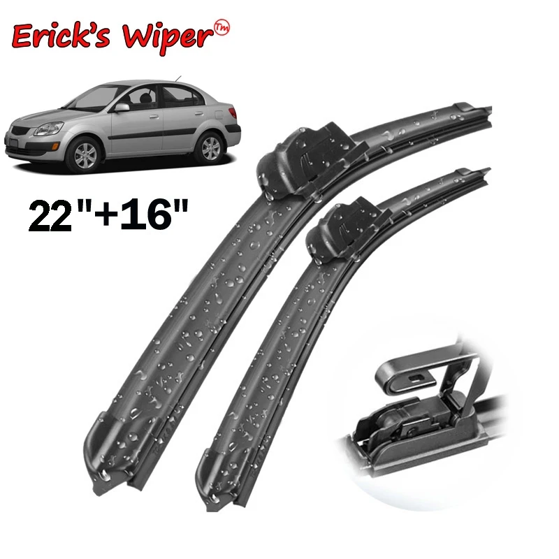 

Erick's Wiper Front Wiper Blades For Kia Rio JB 2005-2011 Windshield Windscreen Front Window 22"+16"