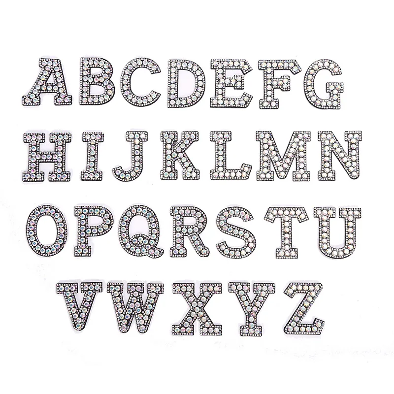 

diamond A-Z Letter Patch for Clothing Iron on Embroidered Sew Applique Cute Patch Fabric Badge Garment DIY Apparel Accessories