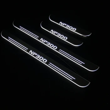 

RQXR led stainless steel overlay acrylic door scuff for nissan np300 navara moving door sill plate lining decorative light,4pcs