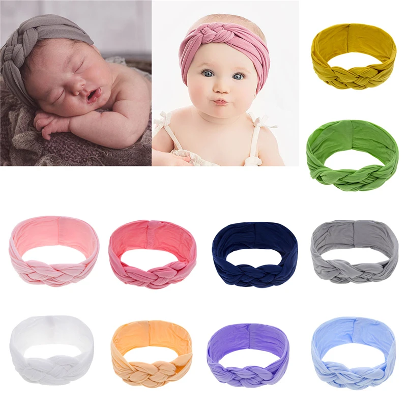

Baby Girl Headbands Kids Rabbit Bow Knot Turban Headband Hair Band Headwrap Children Solid Color Chinese Knot Nylon Hair band