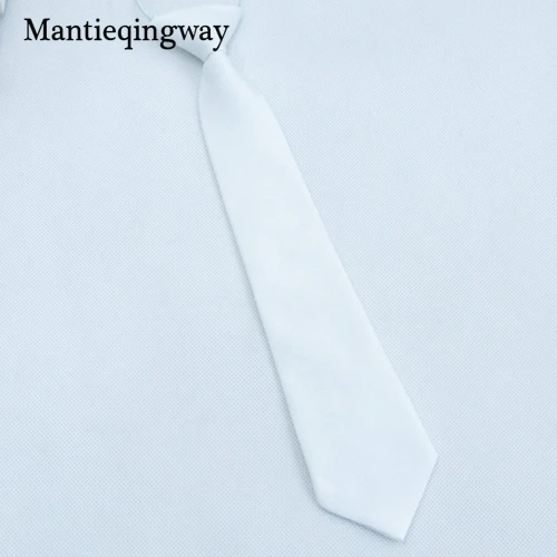 Mantieqingway детские галстуки повседневные розовые шеи Узкие галстуки хлопчатобумажный галстук для мальчиков и девочек сплошной фиолетовый галстук Gravata аксессуары - Цвет: White