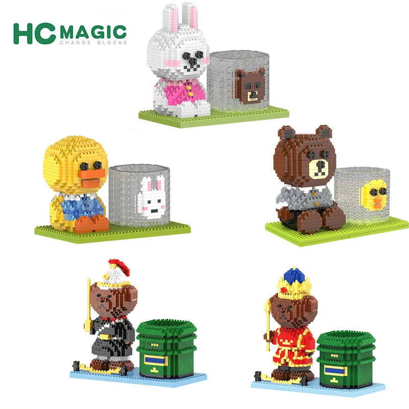 

Practical pen cylinder design hc new arrive diamond block Brown bear Cony rabbit Yellow dark 1400 pcs block