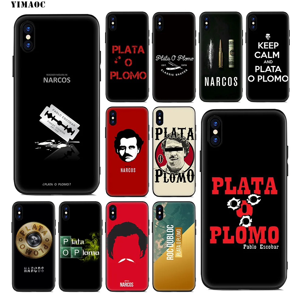 YIMAOC La Plata o Plomo Narcos Soft Silicone Case for iPhone 11 Pro Xr Xs Max X or 10 8 7 6 6S Plus 5 5S SE Cover |