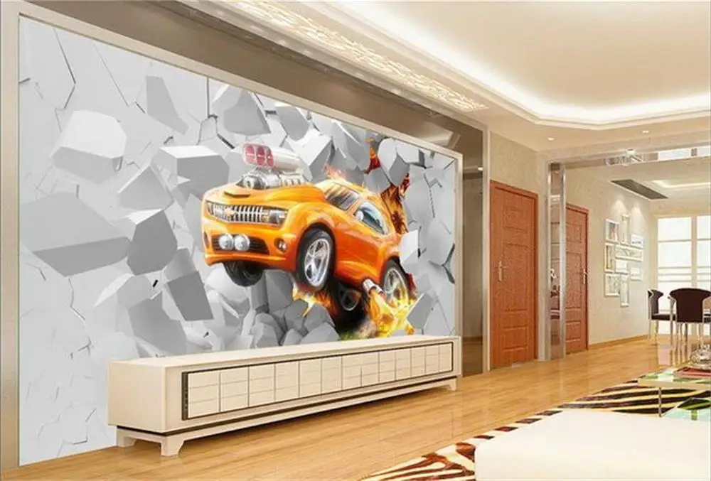 3D wallpaper/custom photo HD mural/Flame car sitting room background  wall/TV/sofa/Bedroom/KTV/Hotel/living room/Children room - AliExpress Home  Improvement