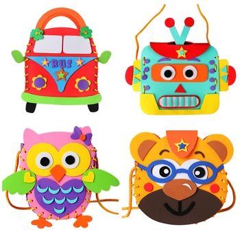 

Colorful Assembly Toy Handbag Shoulder Bag EVA foam puzzles Cartoon DIYcrafts Hand-sewn Educational Toys For Child Sticker