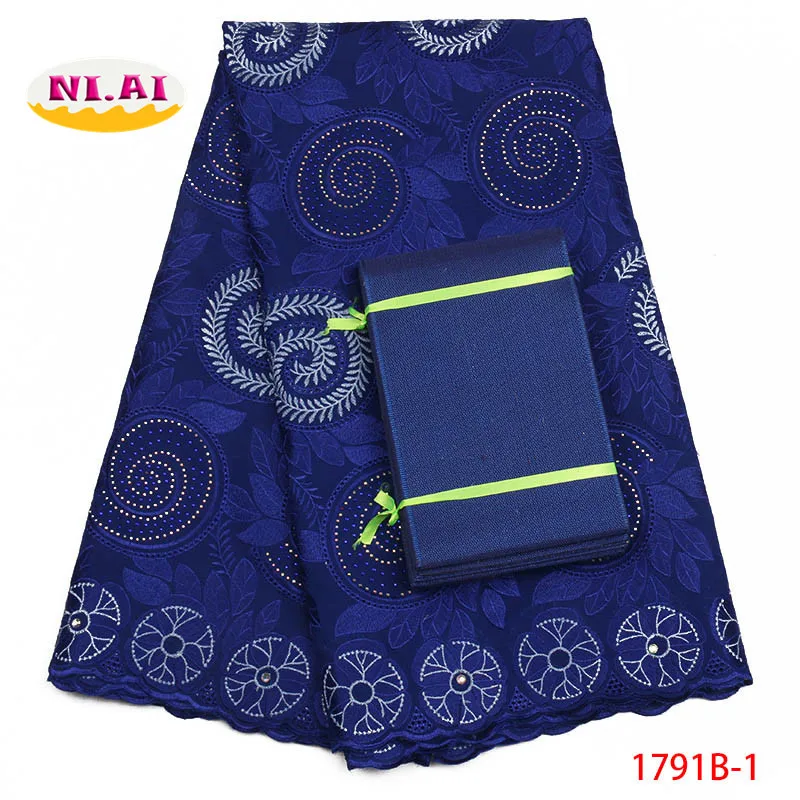 

Nigerian Fabrics Royal Blue Blue Lace, Gele Headtie Cotton Lace African Fabric, Dry Lace For Dresses MR1791B