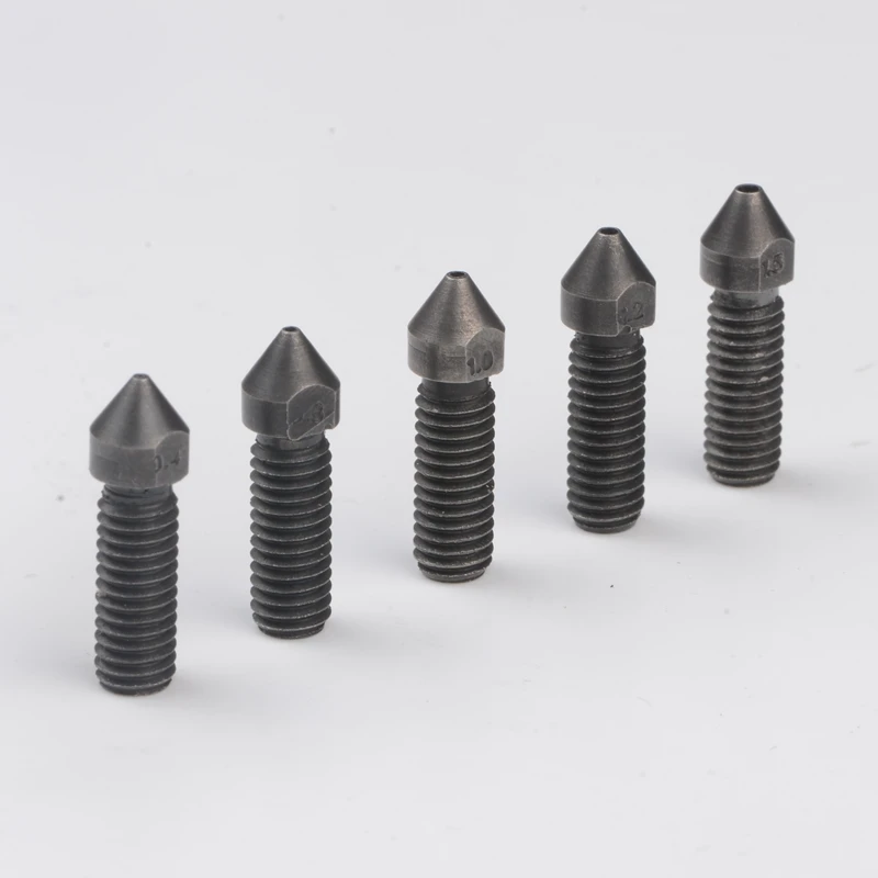 Free Shipping! 5pcs/Lot Hardened Steel Volcano Nozzle for high temperature 3D printing PEI PEEK or Carbon fiber filament