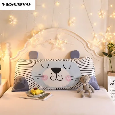 

Cartoon Double Pillows Cotton Linen Backrest Cushion For Sofa Cushions For Bed Rest Pillow Back Support Large Size