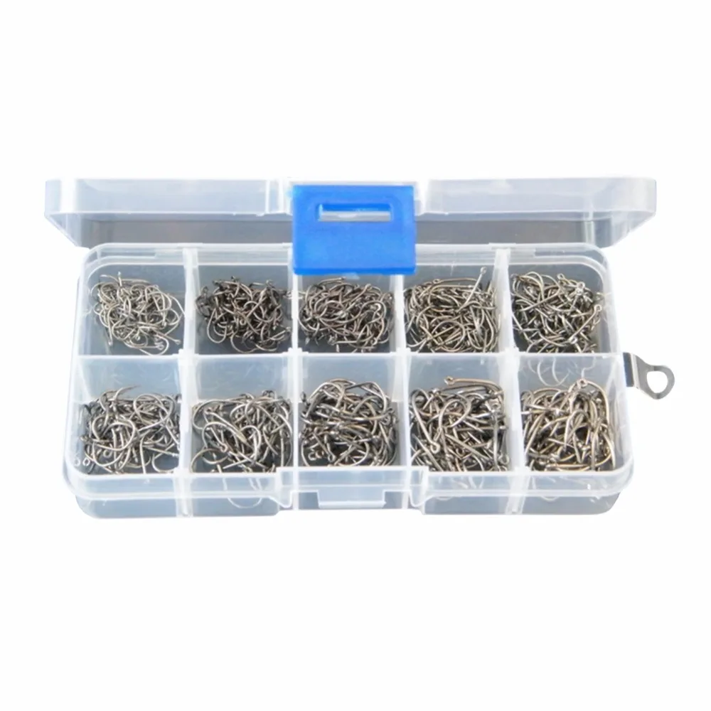 

Carbon Steel Fishing Hook Fishhooks Fishing Hooks With Hole Fishing Tackle Box 500 pcs Useful