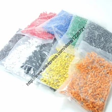 1000pcs/pack E7506 Tube Pre-Insulating Terminal Wire Bootlace Ferrules For 0.75mm2, 20AWG, 6.0mm Pin of length Brass tubes