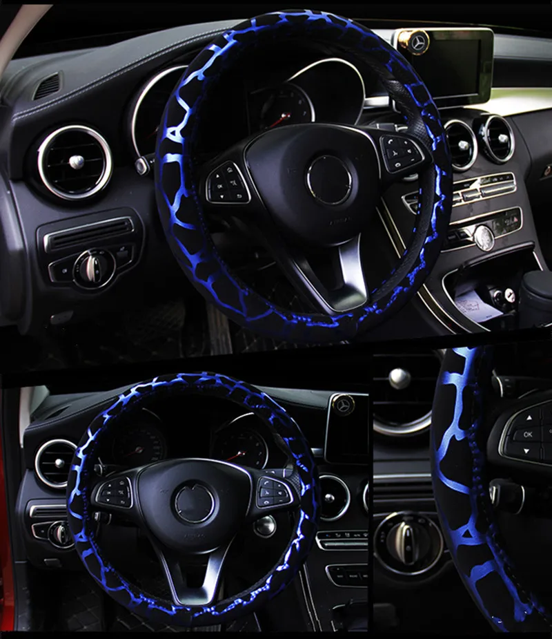 Shiny Leopard Print Design Car Steering Wheel cover Universal 37-38cm Car Styling Fit Women Girls Lady (11)