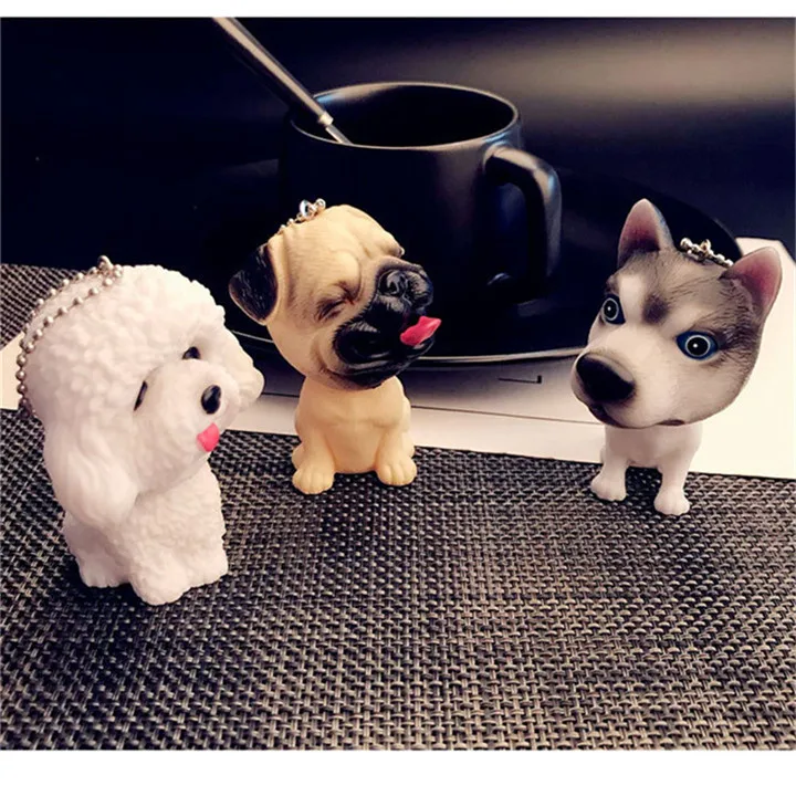 10 Simulation Teddy Dog Keychains For Women Bags Fashion Jewelry Animal Keyring Men Car Keychain Husky Pendant Trinket Keyholder