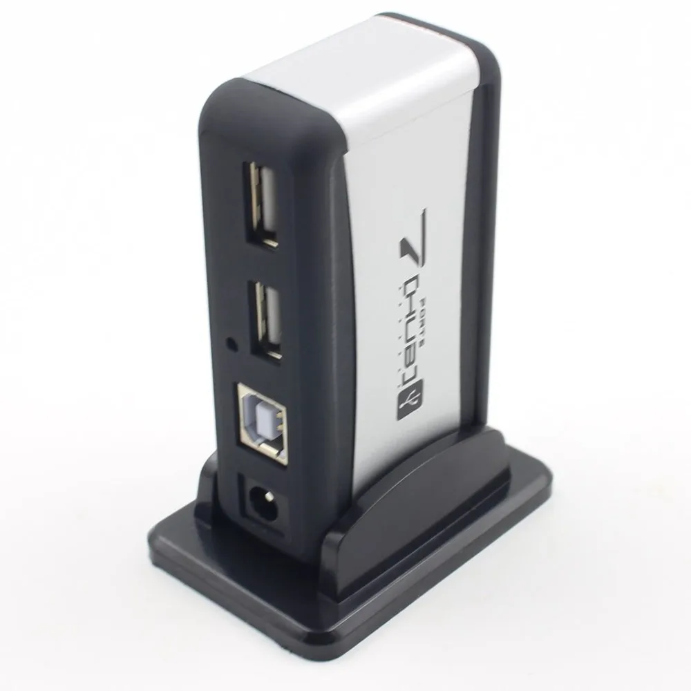 Портативный 7 портов USB 2,0 высокая скорость концентратор USB расширение с адаптером питания переменного тока Кабель для портативных ПК usb