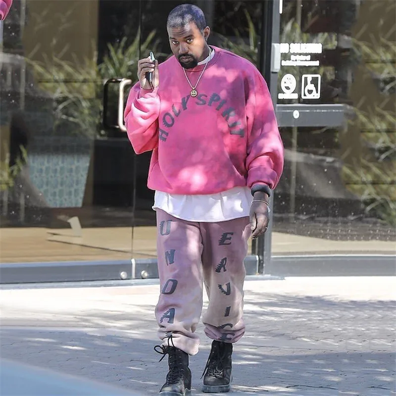 Pink Kanye West Sunday Service Holy Spirit Sweatshirt Women Men Hoodies