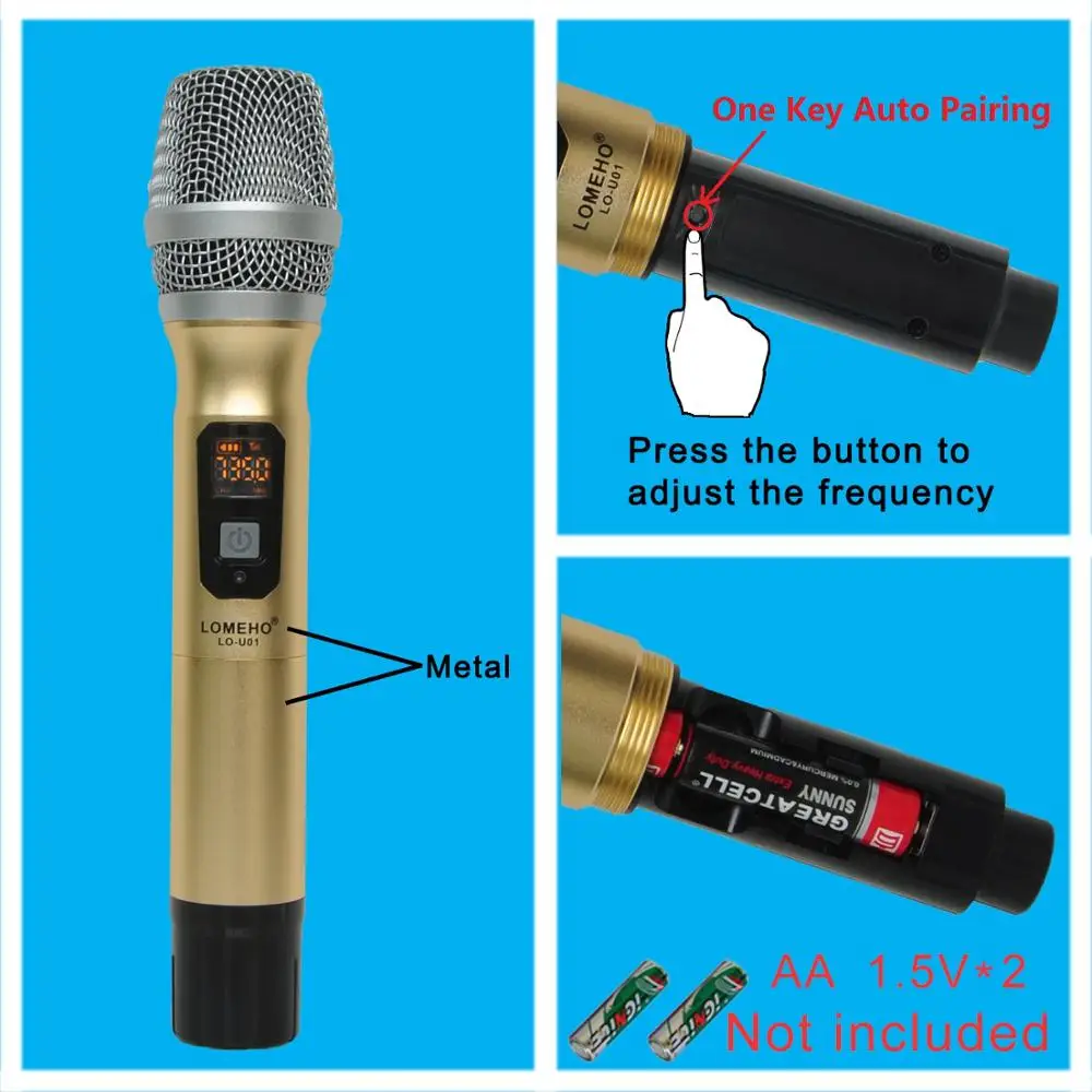 1 способ металлический ручной передатчик беспроводной микрофон открытый портативный беспроводной микрофон камера Микрофон вечерние микрофон для караоке