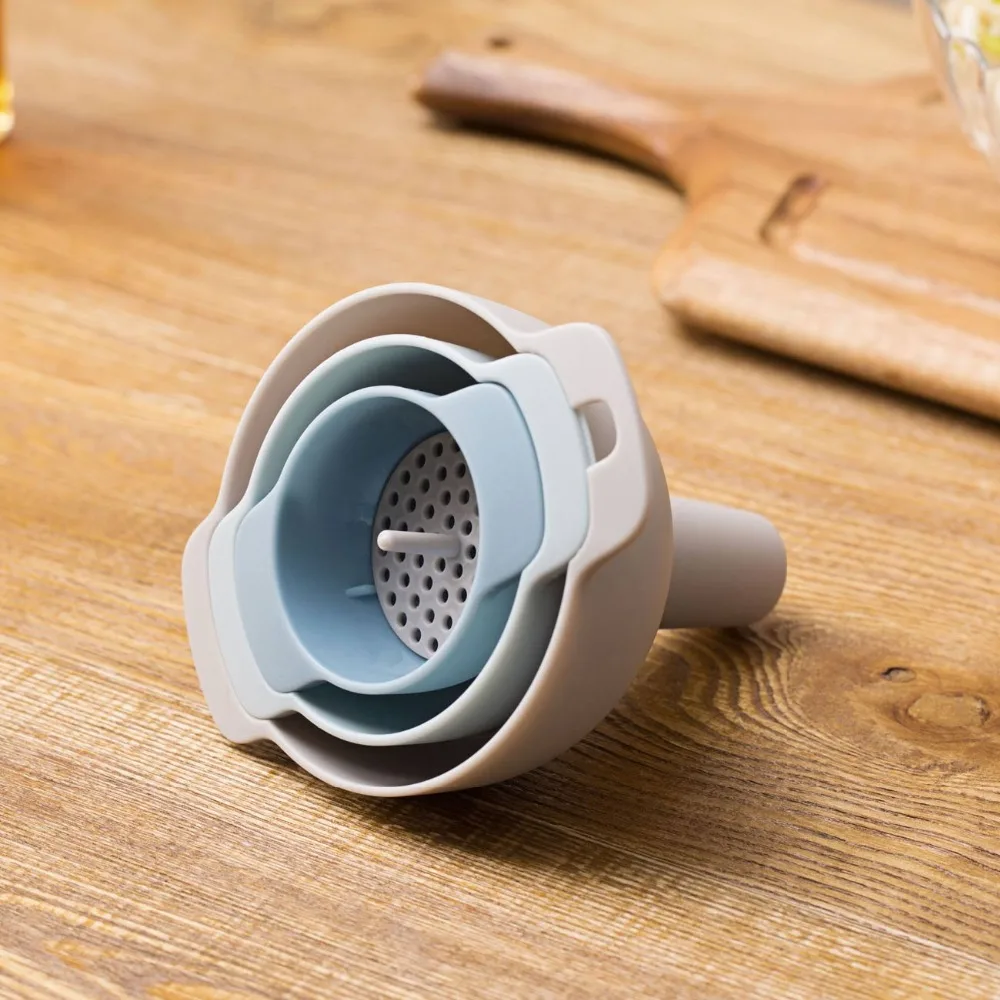 OTHERHOUSE 3Pcs Plastic Funnel with Strainer Sieve Filling Empty Bottle Portable Funnels For Oil Sauce Liquid Kitchen Tools | Дом и сад
