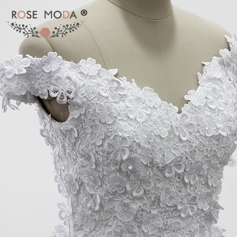Роза Moda V шеи 3D цветок арабские подвенечные платья с плеча принцессы Свадебное бальное платье Турция полу царский поезд