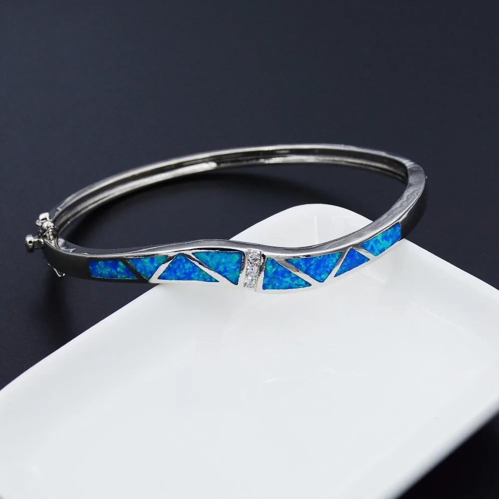 Charming Blue Opal Bangle Bracelet for Women 3