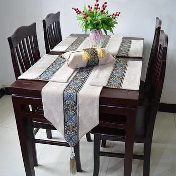 

Chinese Style Embroidery Table Runner Corduroy Fabric High-grade Table Runner Bed Runner Dining Wedding Decoration