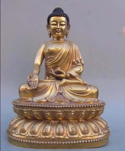 

Tibet Buddhism 100% Pure Bronze 24K Gold Sakyamuni Tathagata buddha statue