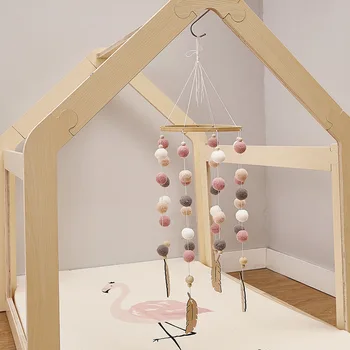 

Baby Nordic Style Rattles Mobile Wooden Beads Wind Chimes Bell Toys for Kids Room Bed Hanging Decor Tent Decor Photography Props
