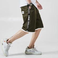 Хип-хоп черные мужские шорты Уличная Повседневная с буквенным принтом для тренировок мужские шорты Карго спортивные штаны для фитнеса S6T85