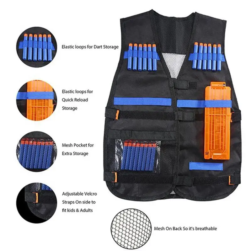 28 pcs Ultimate Tactical-Vest Holster Belt Wristbands Refill Darts Kit for Nerf-Guns N-Strike Elite Series