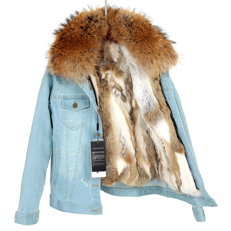 denim jacket with real fur