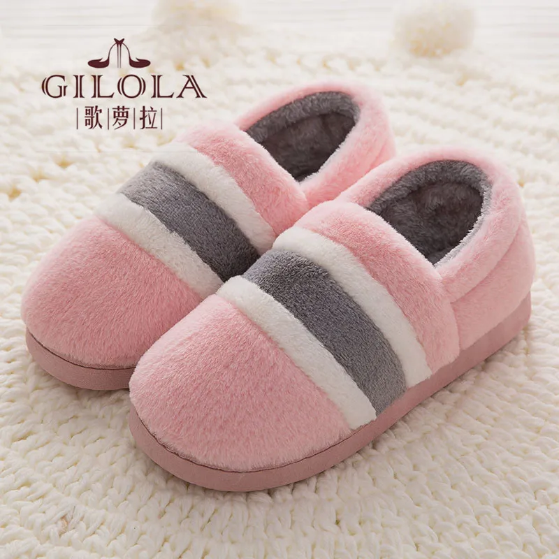 

Faux Fur Plush Warm Women Winter Home Slippers Indoor Bedroom Loves Couple Shoes Home Shoes Soft Slip On Slippers #Y0901891Y