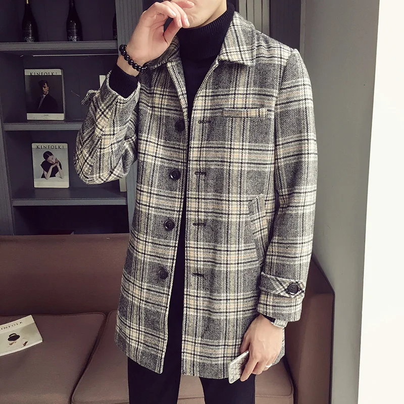Шерстяное пальто мужские длинные теплые Abrigo Hombre зимнее куртки стимпанк casaco inverno